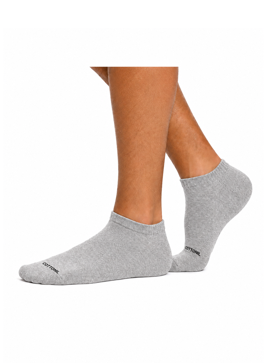 COTTONIL Men's Cotton Ankle Classic Socks - Grey Melange