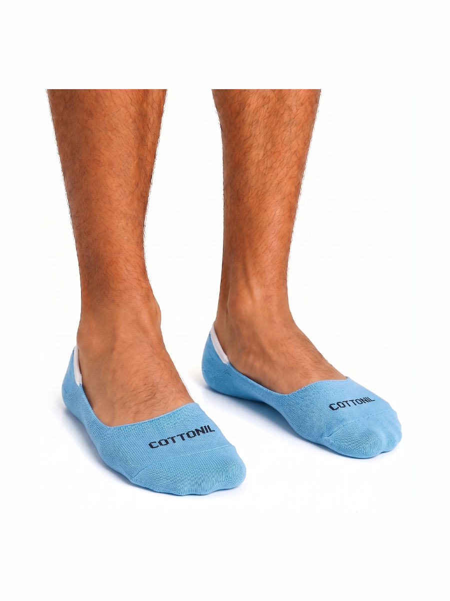 COTTONIL Men's Cotton Summer Footie Socks - L.Blue