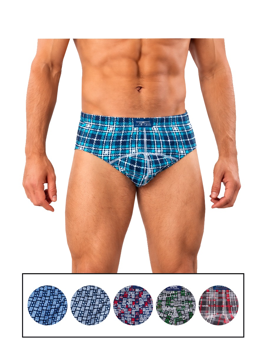 COTTONIL Men's Cotton Printed Briefs - Dark Colors