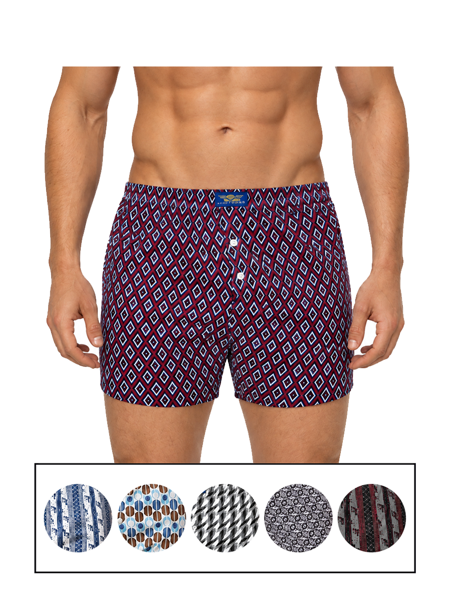 COTTONIL Men's Cotton Printed Boxer Shorts - Dark Colors