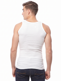 COTTONIL Men's Ribbed Cotton Sleeveless Undershirt - White