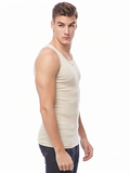 COTTONIL Men's Ribbed Cotton Sleeveless Undershirt - Beige