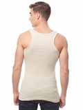 COTTONIL Men's Ribbed Cotton Sleeveless Undershirt - Beige