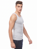 COTTONIL Men's Ribbed Cotton Sleeveless Undershirt - Grey Melange