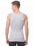 COTTONIL Men's Ribbed Cotton Sleeveless Undershirt - Grey Melange