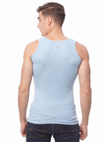 COTTONIL Men's Ribbed Cotton Sleeveless Undershirt - L.Blue
