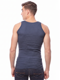 COTTONIL Men's Ribbed Cotton Sleeveless Undershirt - Navy