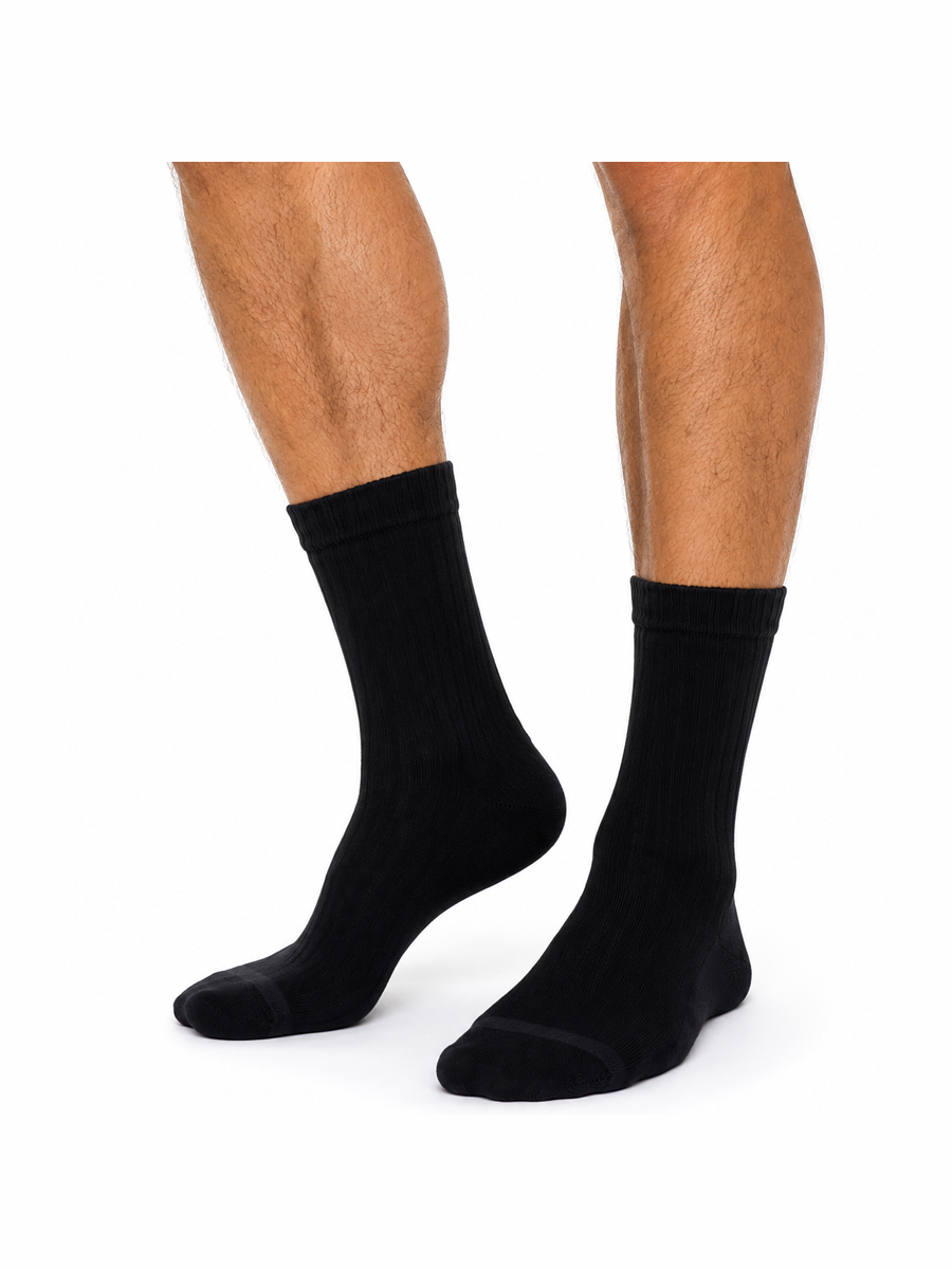 COTTONIL Men's Cotton Cushioned Sole Socks - Black