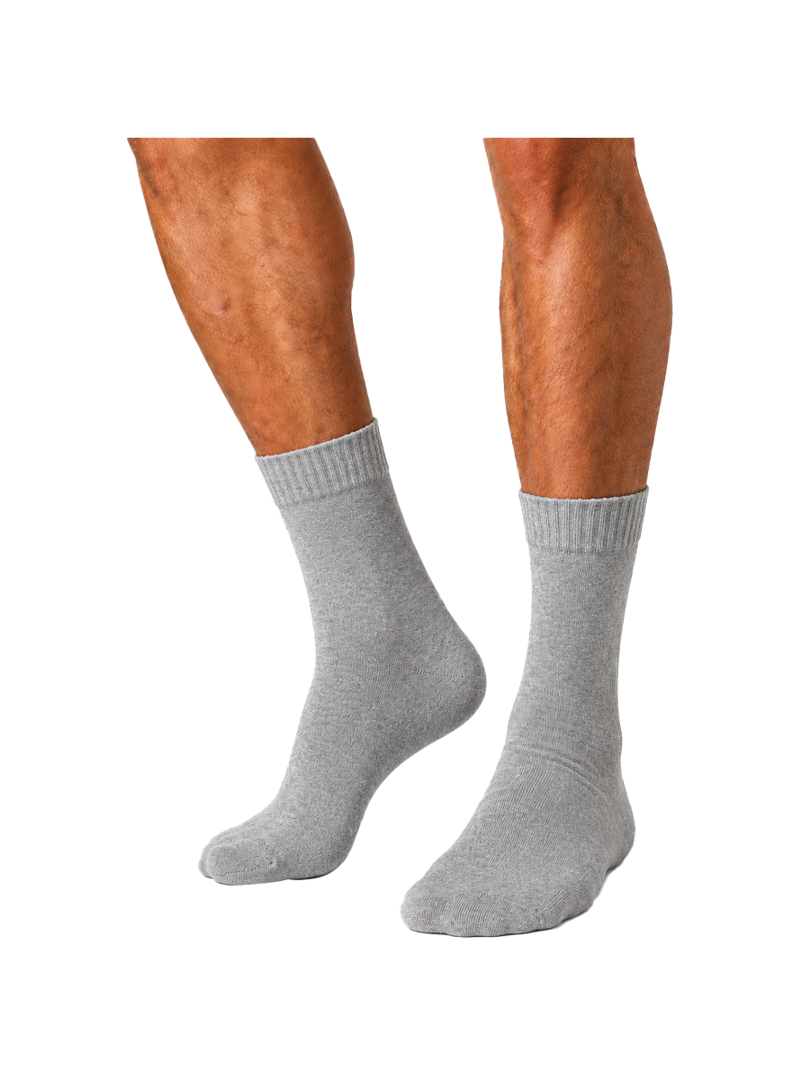 COTTONIL Men's Full-Cushion Cotton Socks - Grey Melange