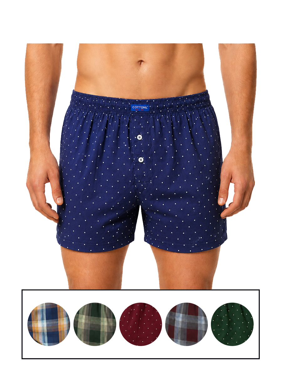 COTTONIL Men's Cotton Classic Boxer Shorts - Dark Colors