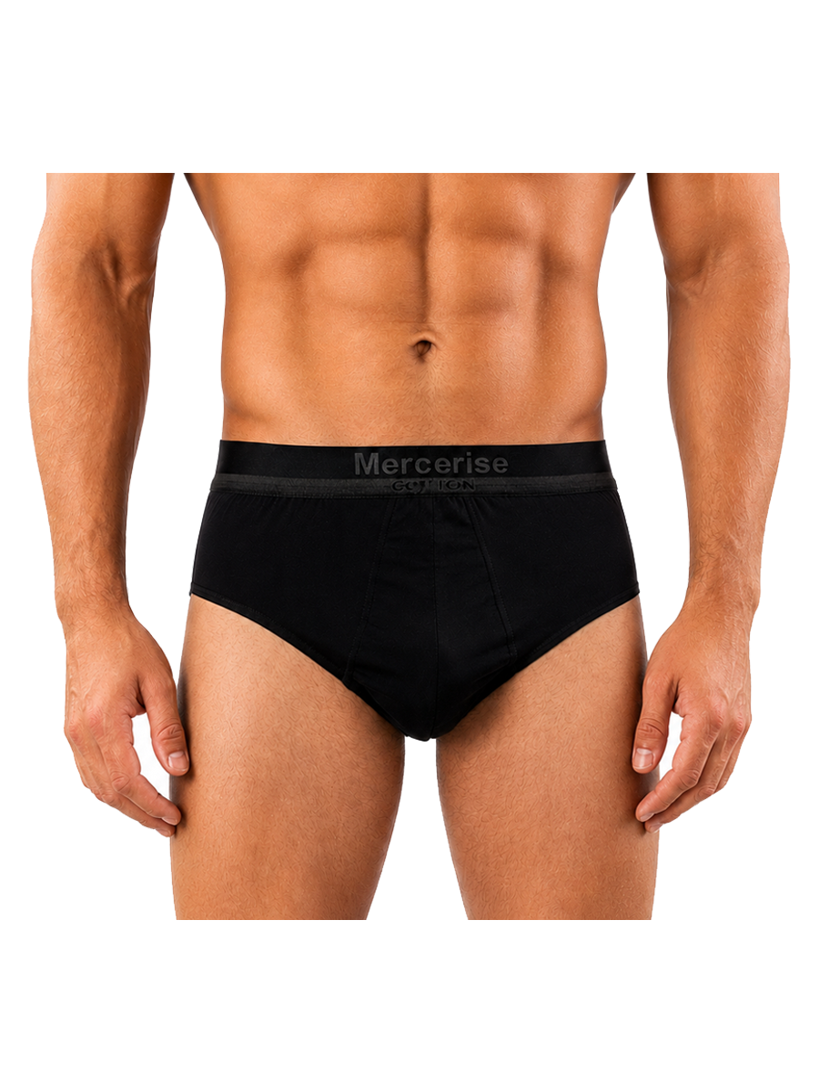 COTTONIL Men's Mercerised Cotton Briefs - Black