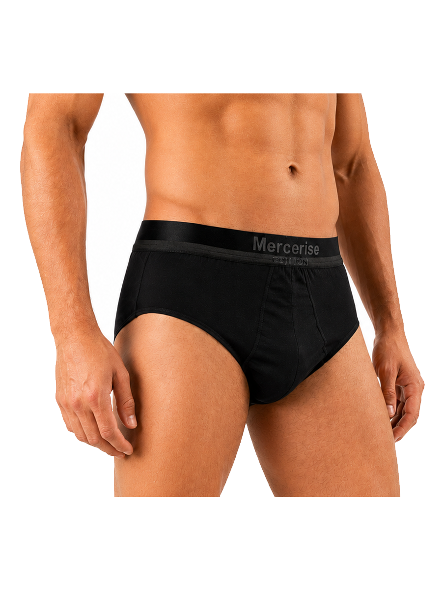 COTTONIL Men's Mercerised Cotton Briefs - Black