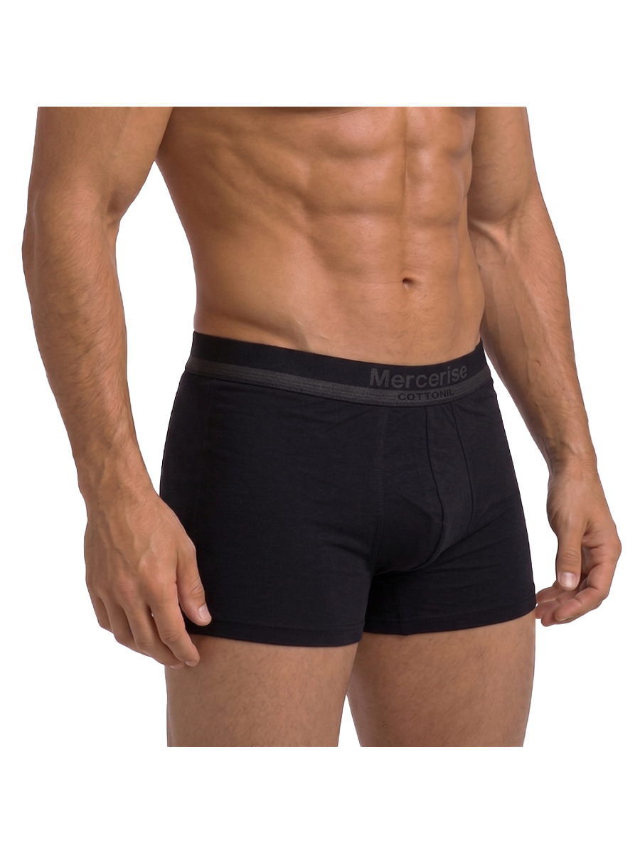 COTTONIL Men's Mercerised Cotton Boxer Briefs - Black