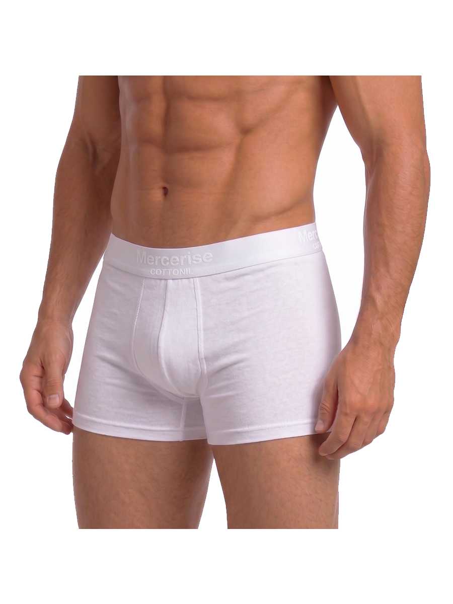 COTTONIL Men's Mercerised Cotton Boxer Briefs - White
