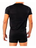 COTTONIL Men's Mercerised Cotton O-Neck Short-Sleeve Undershirt - Black
