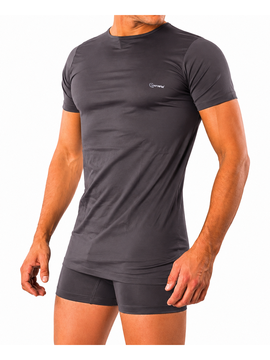 COTTONIL Men's Mercerised Cotton O-Neck Short-Sleeve Undershirt - D.Grey