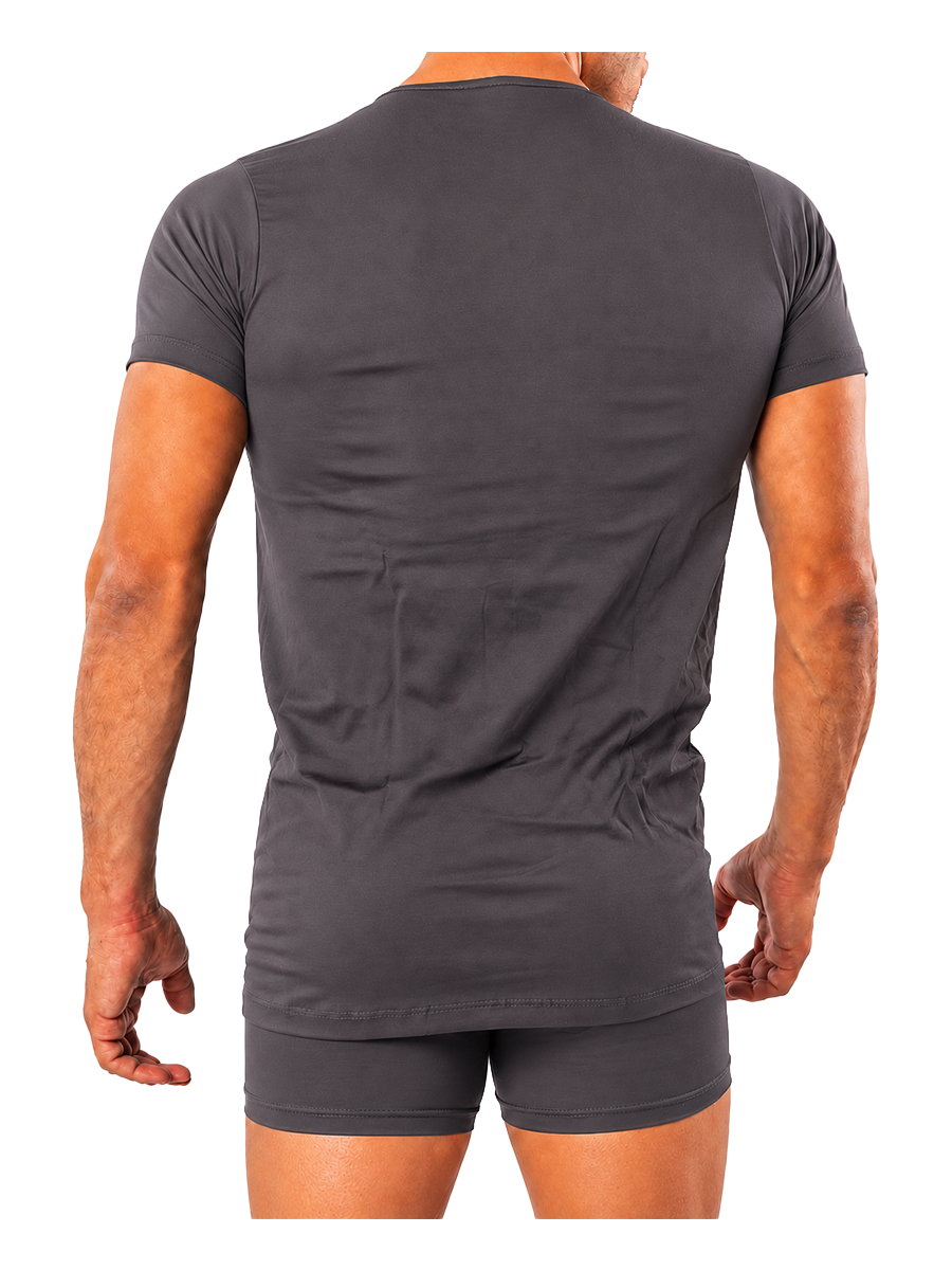 COTTONIL Men's Mercerised Cotton U-Neck Short-Sleeve Undershirt - D.Grey