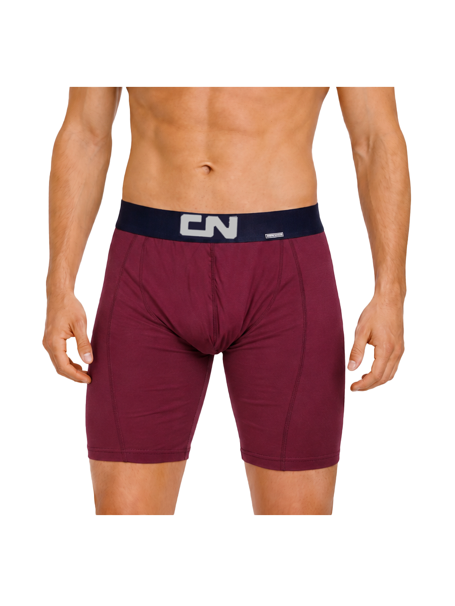 COTTONIL Men's Cotton CN Long Boxer Briefs - Burgundy