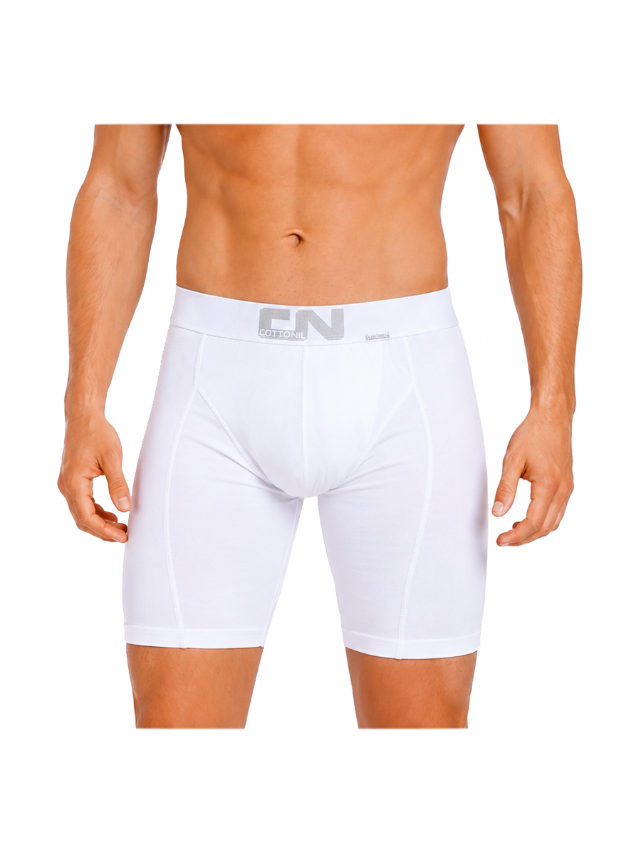COTTONIL Men's Cotton CN Long Boxer Briefs - White
