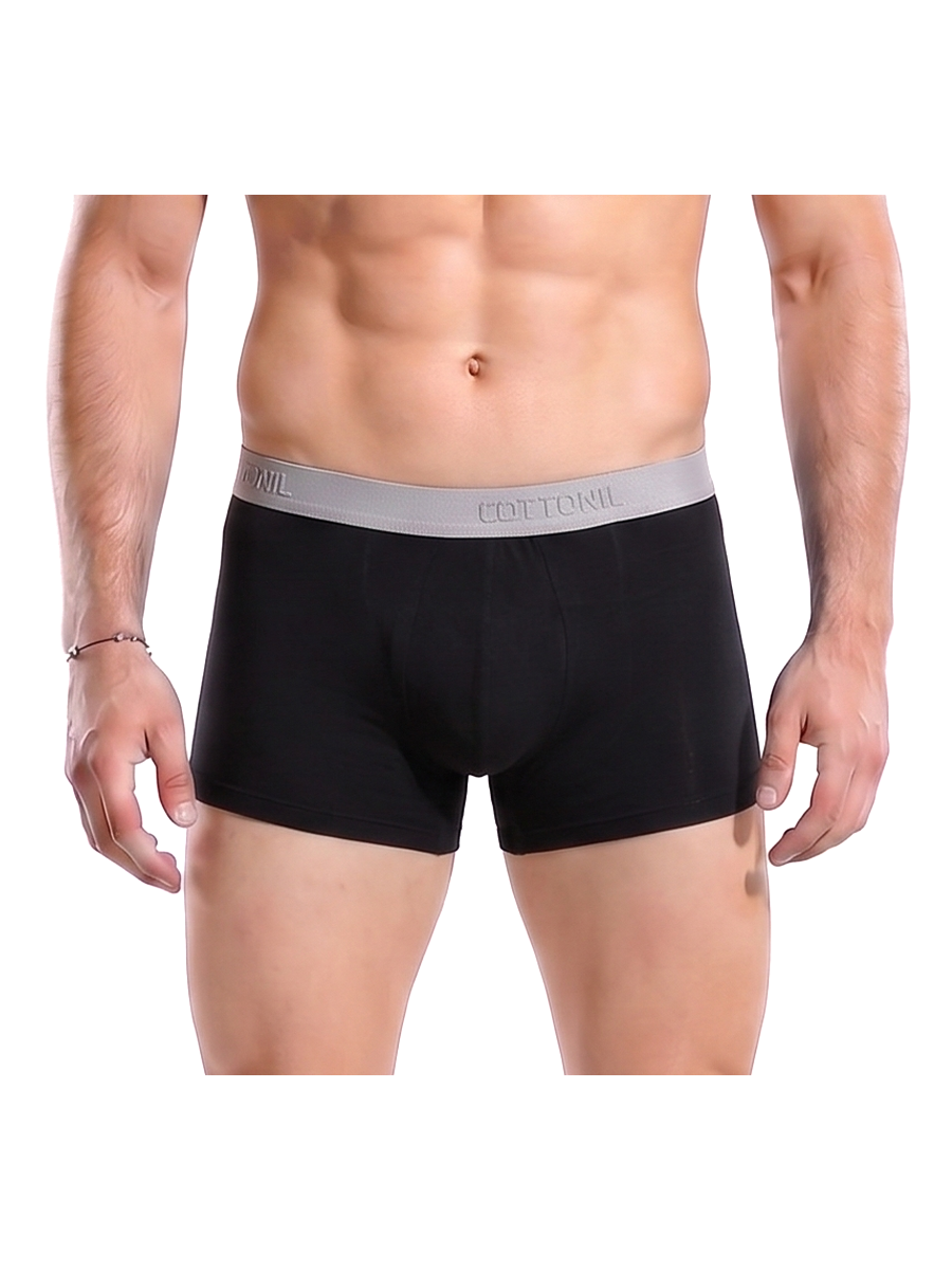 COTTONIL Men's Cotton Plain Boxer Briefs - Black