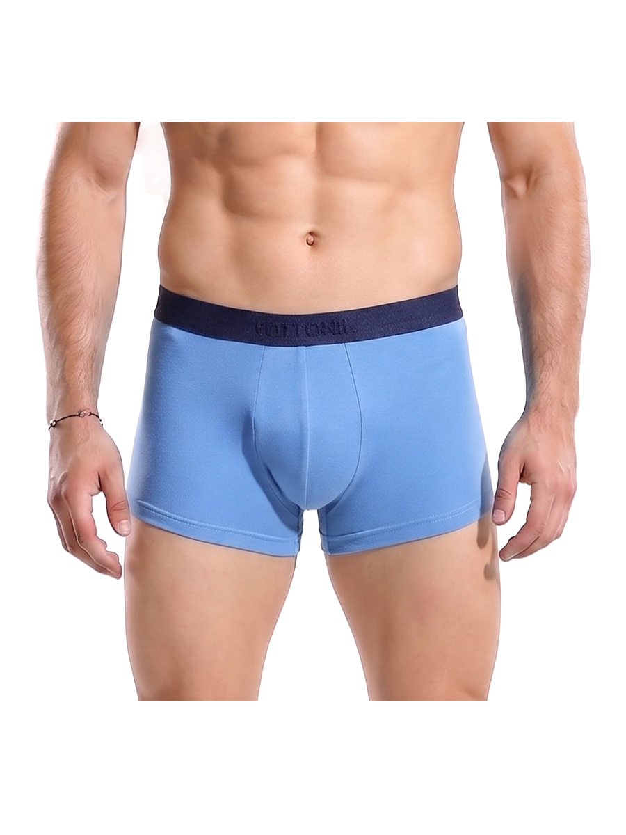 COTTONIL Men's Cotton Plain Boxer Briefs - Blue