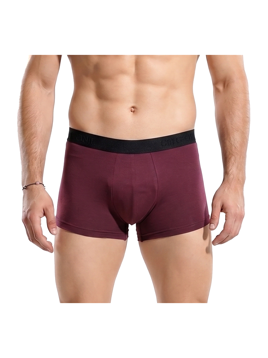COTTONIL Men's Cotton Plain Boxer Briefs - Burgundy