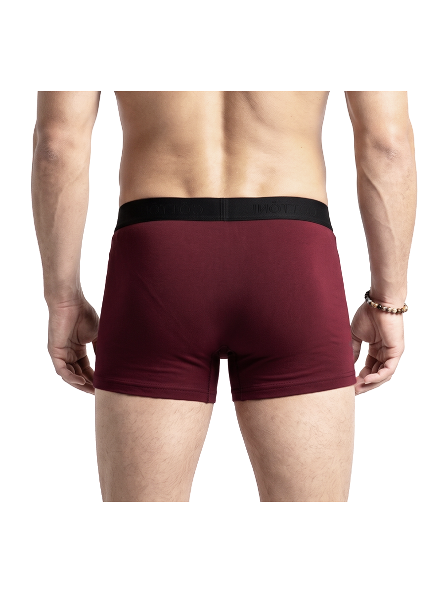 COTTONIL Men's Cotton Plain Boxer Briefs - Burgundy