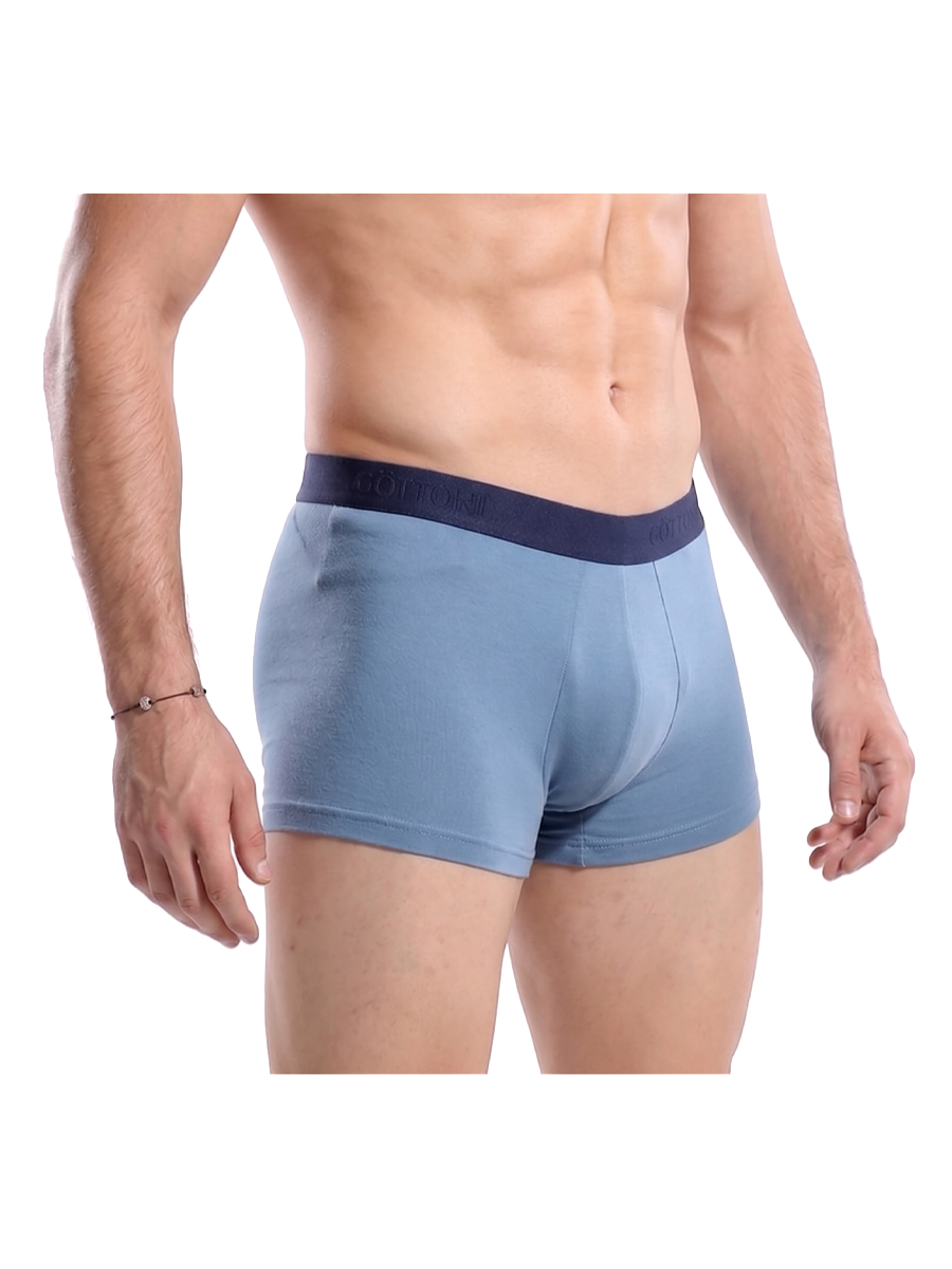 COTTONIL Men's Cotton Plain Boxer Briefs - Mid Blue