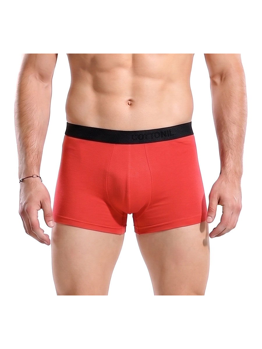 COTTONIL Men's Cotton Plain Boxer Briefs - Red