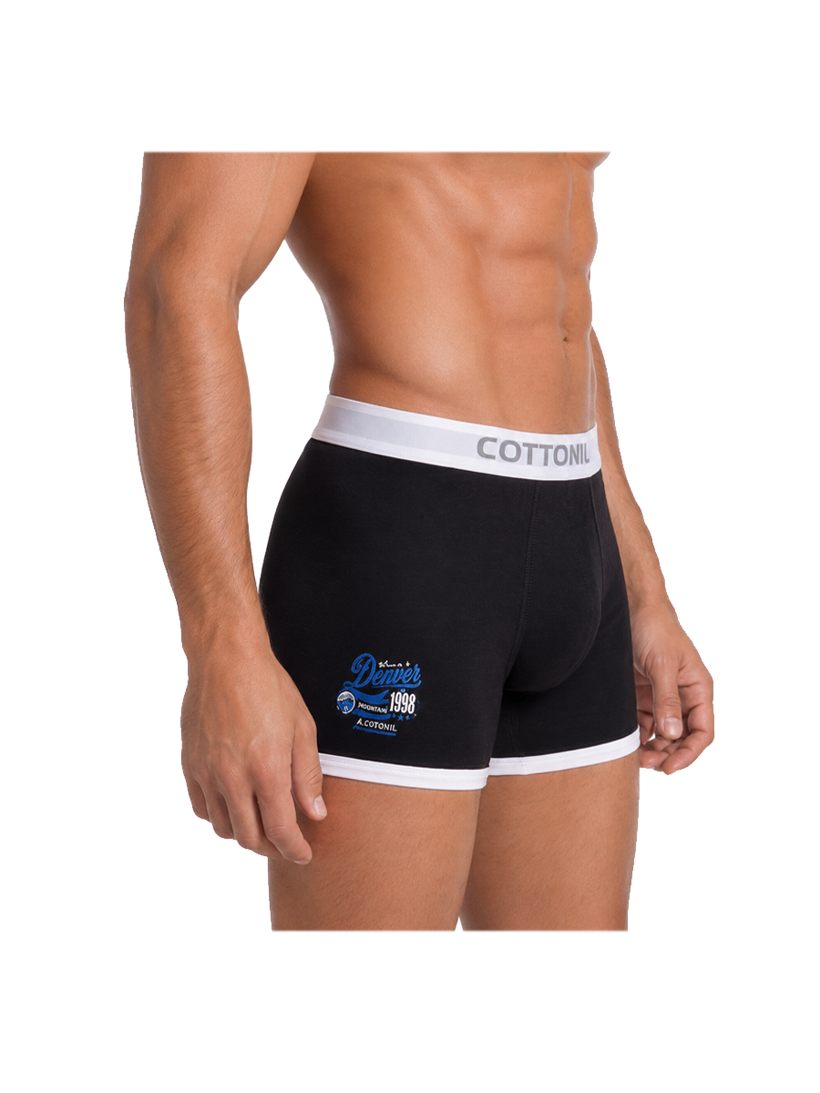 COTTONIL Men's Cotton Relax Boxer Briefs - Black