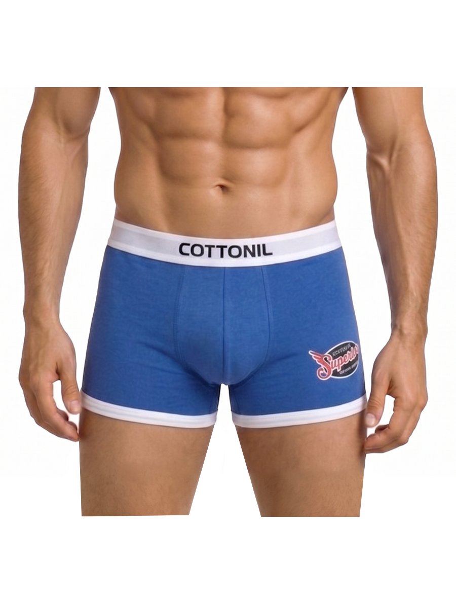 COTTONIL Men's Cotton Relax Boxer Briefs - Blue