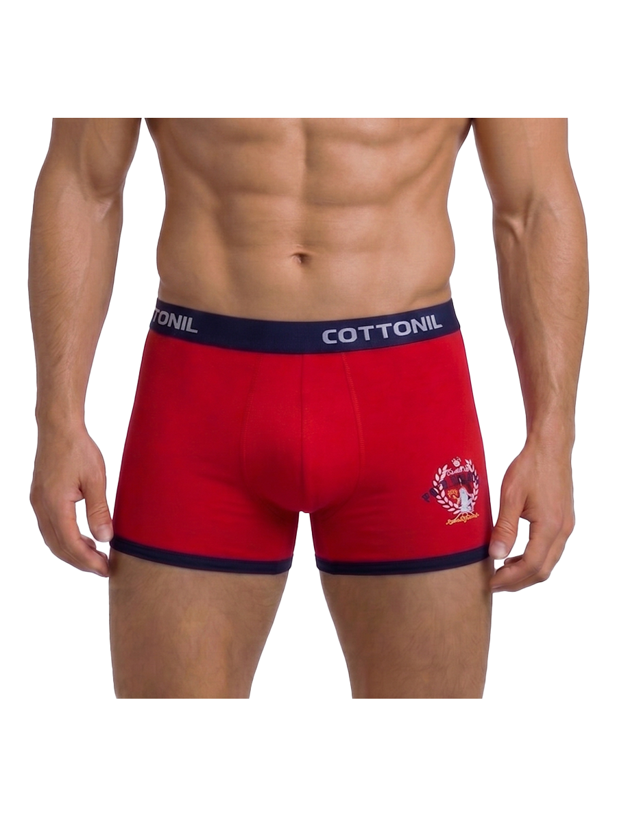 COTTONIL Men's Cotton Relax Boxer Briefs - Red