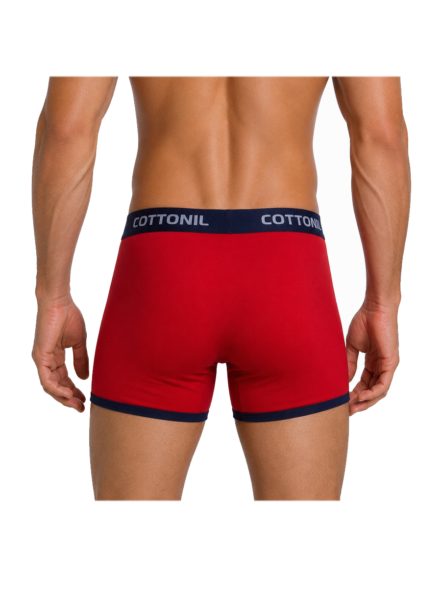 COTTONIL Men's Cotton Relax Boxer Briefs - Red