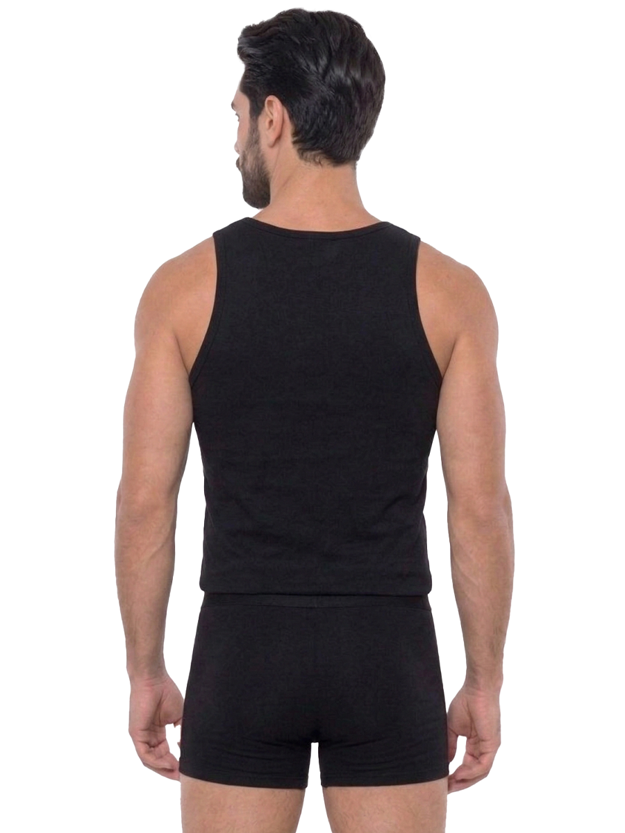 COTTONIL Men's Cotton Sleeveless Relax Underwear Set - Black