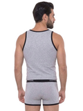 COTTONIL Men's Cotton Sleeveless Relax Underwear Set - Grey Melange
