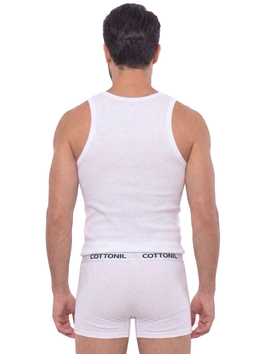 COTTONIL Men's Cotton Sleeveless Relax Underwear Set - White