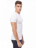 COTTONIL Men's Cotton Stretch O-Neck Short-Sleeve Undershirt - White