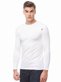 COTTONIL Men's Cotton Stretch O-Neck Long-Sleeve Undershirt - White