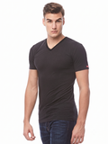 COTTONIL Men's Cotton Stretch V-Neck Short-Sleeve Undershirt - Black