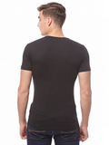COTTONIL Men's Cotton Stretch V-Neck Short-Sleeve Undershirt - Black