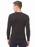 COTTONIL Men's Cotton Stretch O-Neck Long-Sleeve Undershirt - Black