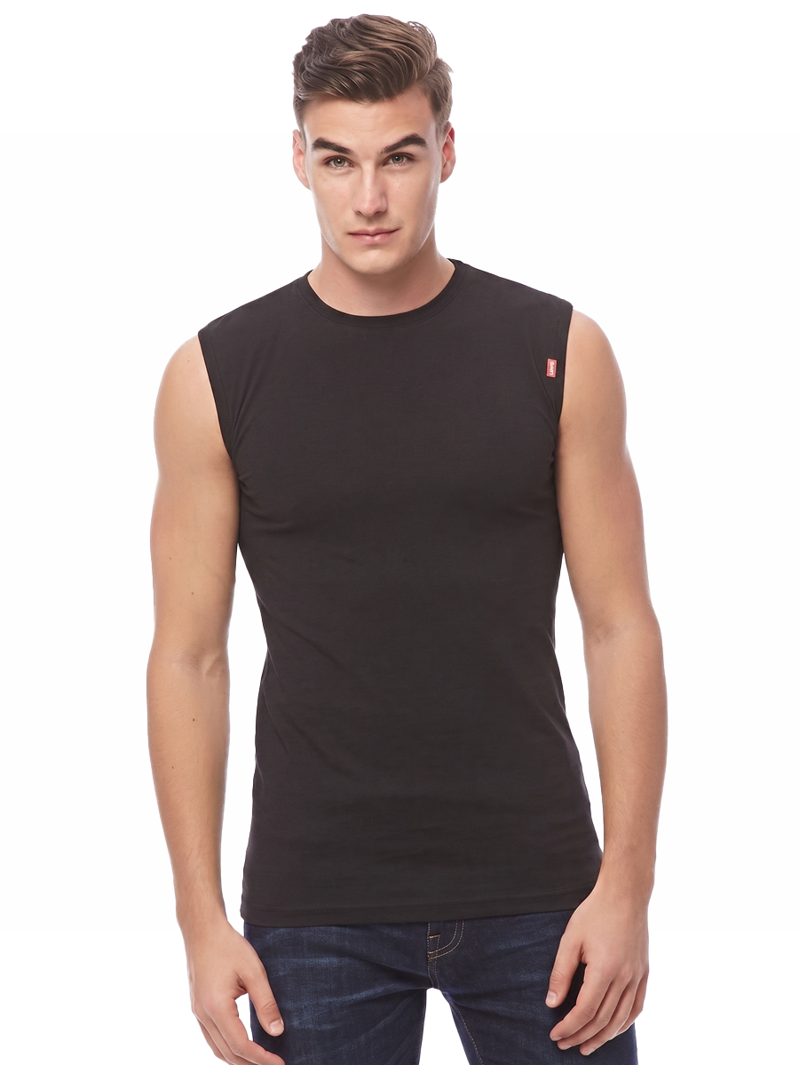 COTTONIL Men's Cotton Stretch O-Neck Cut Top Undershirt - Black