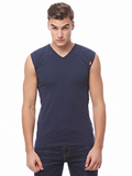COTTONIL Men's Cotton Stretch V-Neck Cut Top Undershirt - Navy