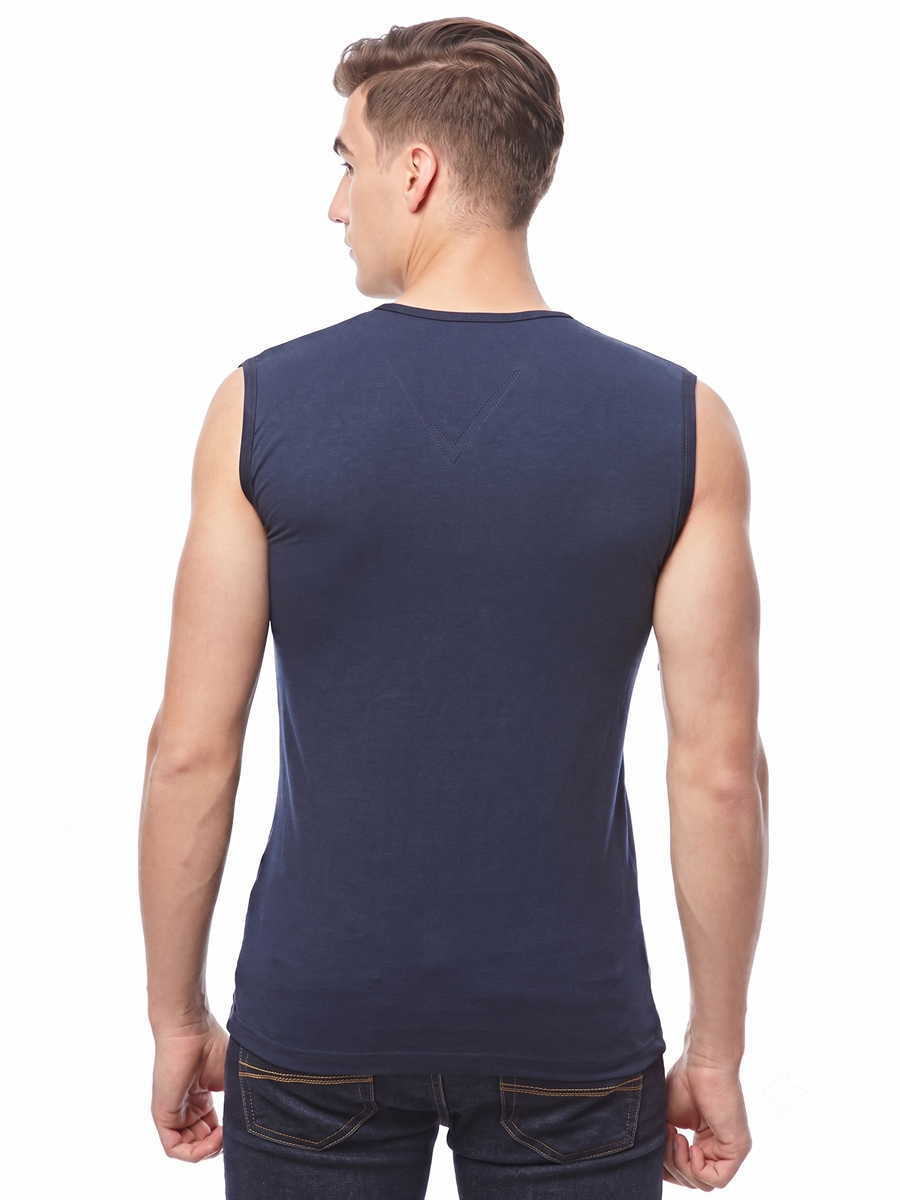 COTTONIL Men's Cotton Stretch V-Neck Cut Top Undershirt - Navy