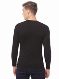 COTTONIL Men's Cotton Stretch V-Neck Long-Sleeve Undershirt - Black