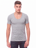 COTTONIL Men's Cotton Stretch U-Neck Short-Sleeve Undershirt - Black