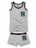 COTTONIL Babies Cotton Turbo Top & Boxer Briefs Set - Grey