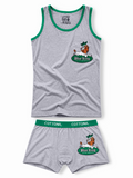 COTTONIL Babies Cotton Turbo Top & Boxer Briefs Set - Grey Melange