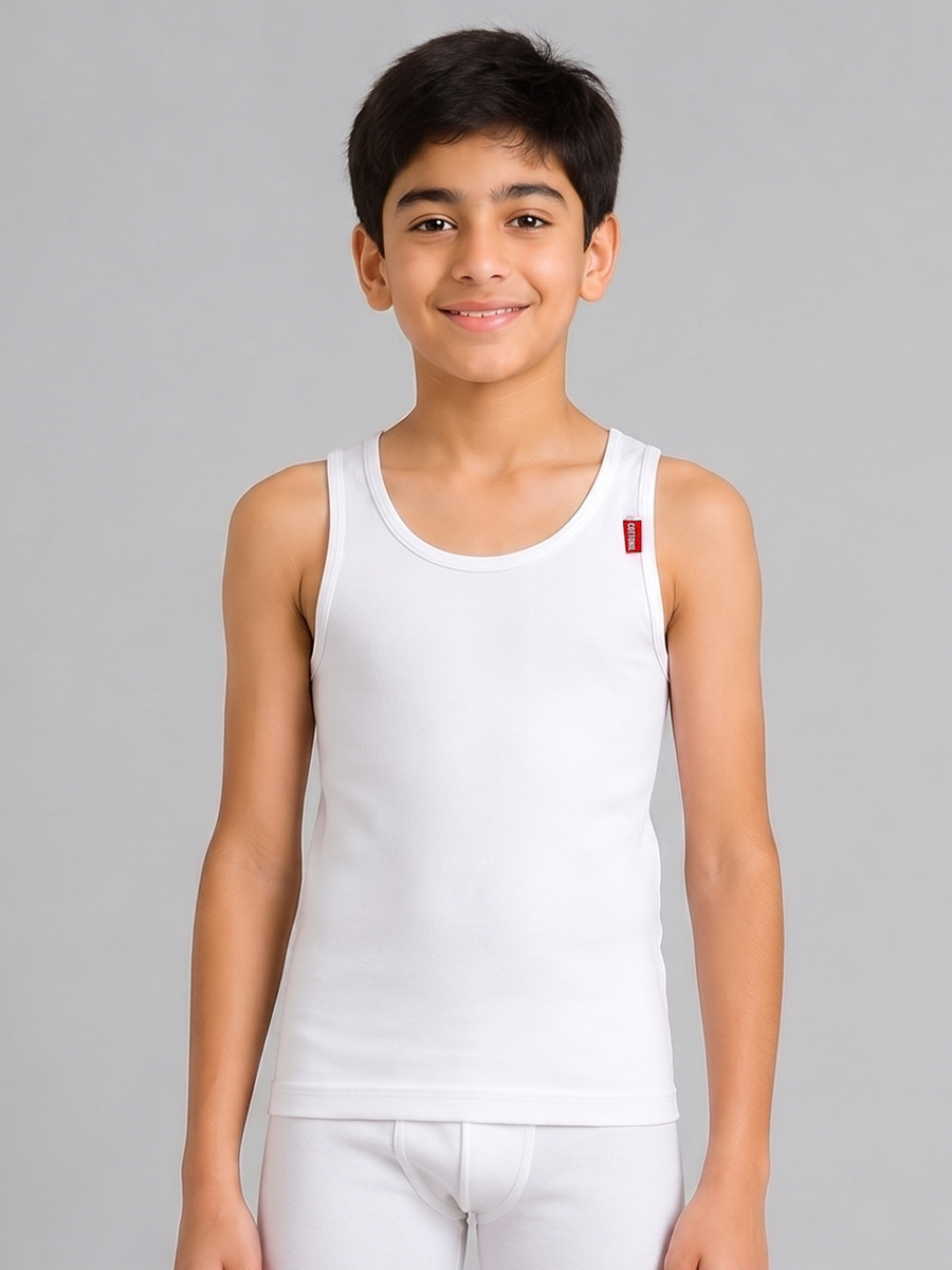COTTONIL Babies Cotton Stretch Sleeveless Undershirt - White