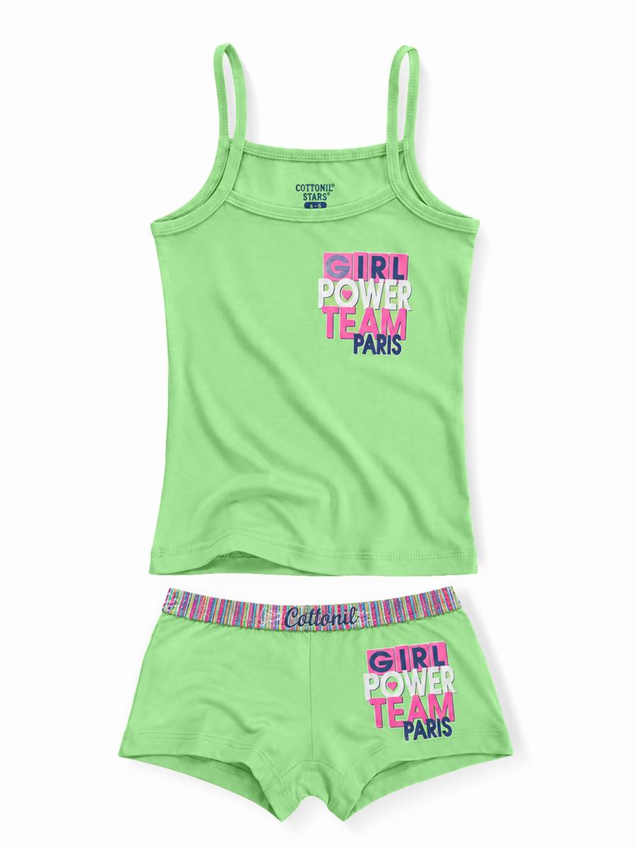 COTTONIL Babies Cotton Heart Top & Boyshort Set - Mint Green